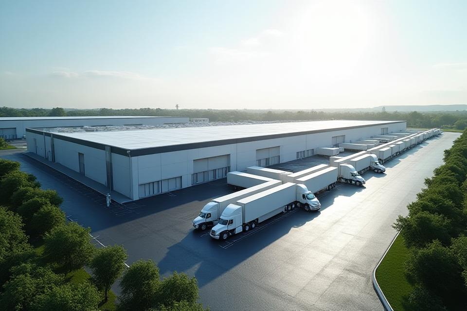 Aerial view of a sprawling logistics facility in Greer, South Carolina